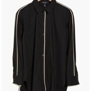 NWT Ellen Tracy Black Button Down Shirt with White Trim